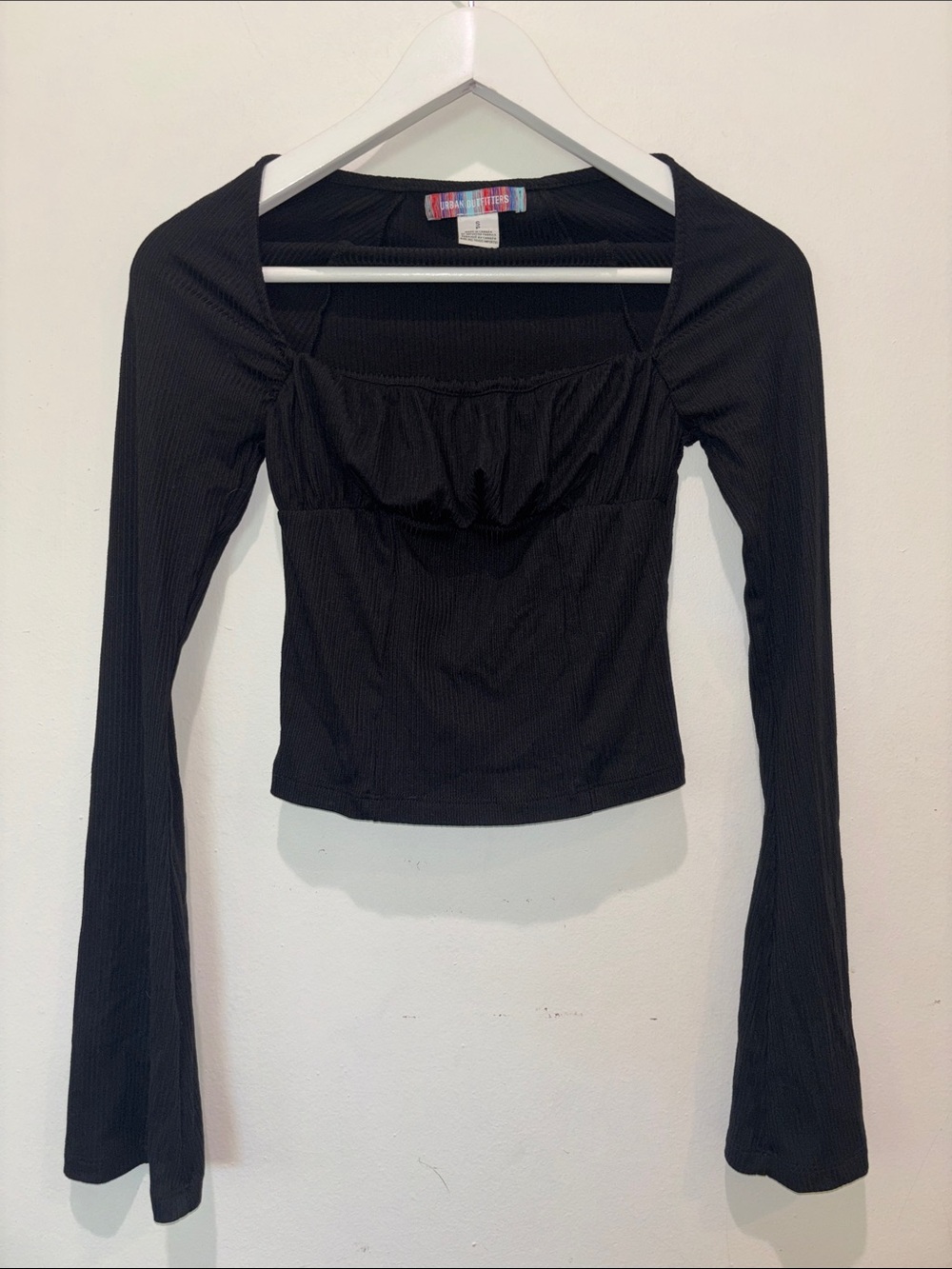 Urban Outfitters Hallie Square Neck long sleeve Top with Gathered Bust Sz Small